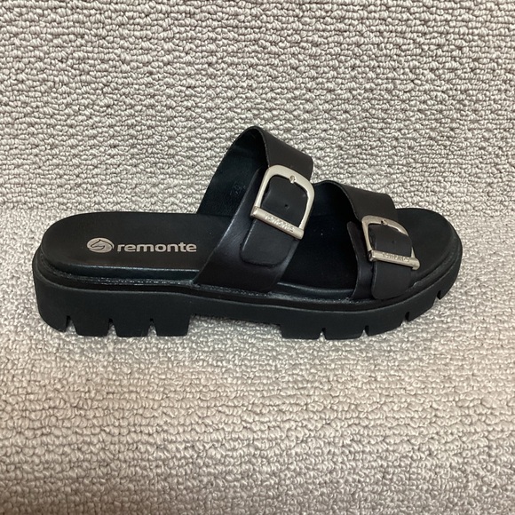 Remonte size 40 Black Leather Platform Sandals - Picture 7 of 8